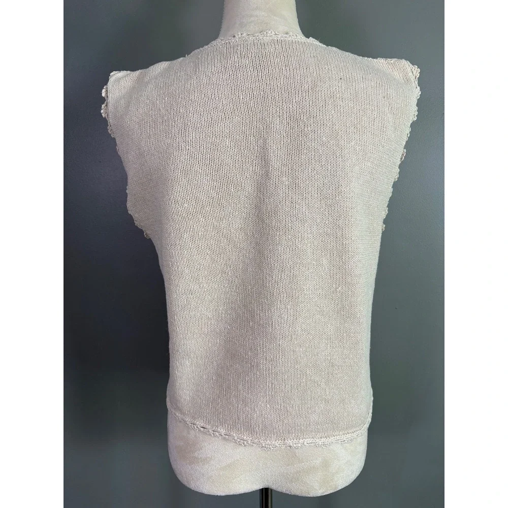 Vintage 90s Crochet Floral Vest Women S Neutral Boho Cottagecore Country Prairie